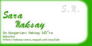 sara maksay business card